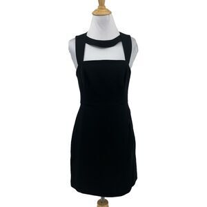 BCBGeneration Dress Womens 4 Black Sheath Cutout Choker Front Mesh Back Zip Up